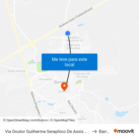 Via Doutor Guilherme Seraphico De Assis Carvalho, 2345 to Barretos map