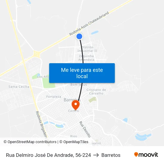 Rua Delmiro José De Andrade, 56-224 to Barretos map