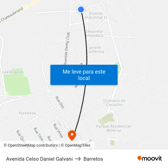 Avenida Celso Daniel Galvani to Barretos map