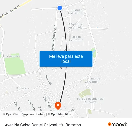 Avenida Celso Daniel Galvani to Barretos map