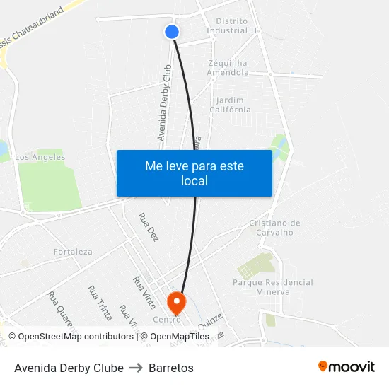 Avenida Derby Clube to Barretos map