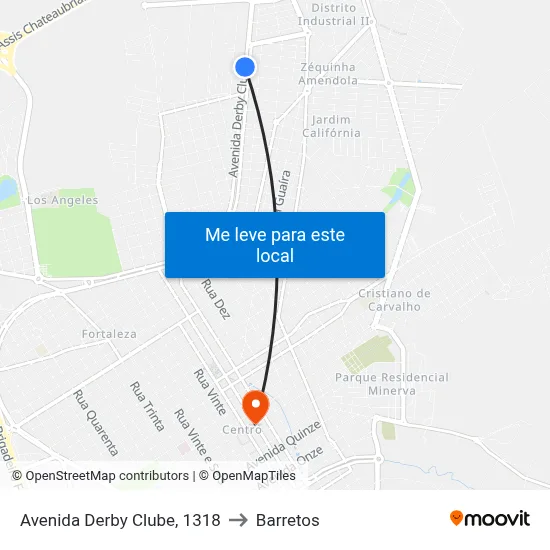 Avenida Derby Clube, 1318 to Barretos map