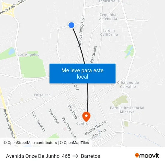 Avenida Onze De Junho, 465 to Barretos map