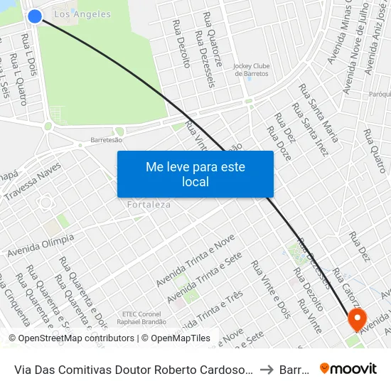 Via Das Comitivas Doutor Roberto Cardoso Alves, 60-1222 to Barretos map
