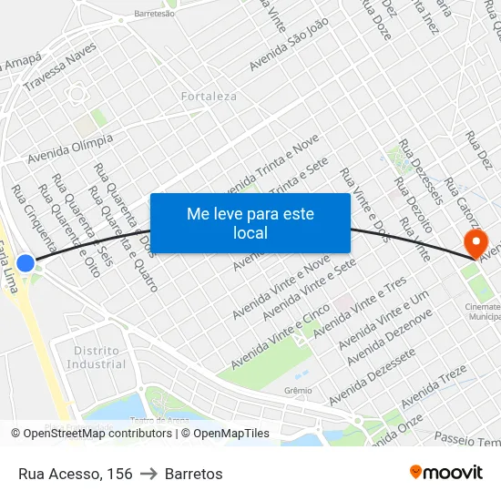 Rua Acesso, 156 to Barretos map