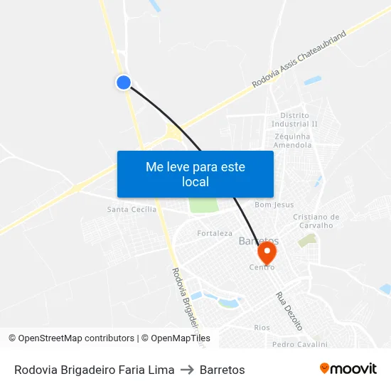 Rodovia Brigadeiro Faria Lima to Barretos map