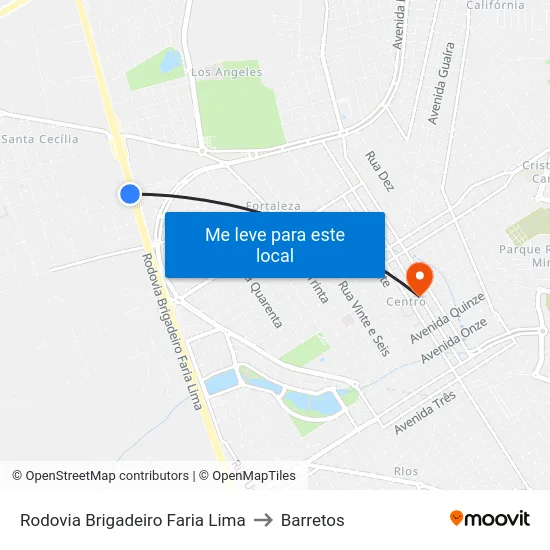 Rodovia Brigadeiro Faria Lima to Barretos map
