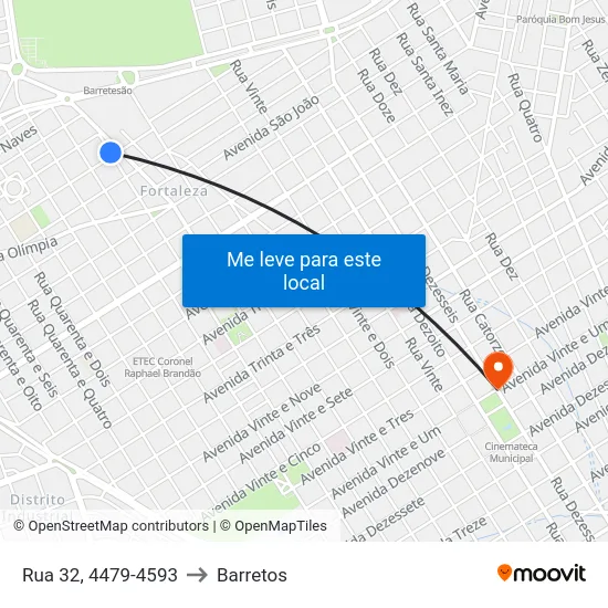 Rua 32, 4479-4593 to Barretos map