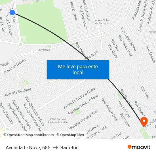 Avenida L- Nove, 685 to Barretos map