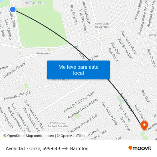 Avenida L- Onze, 599-649 to Barretos map