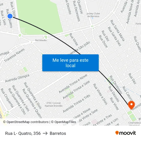 Rua L- Quatro, 356 to Barretos map