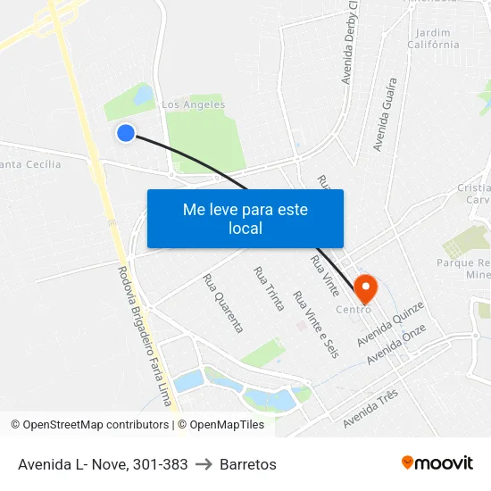 Avenida L- Nove, 301-383 to Barretos map