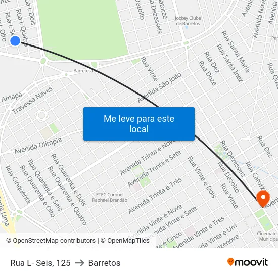 Rua L- Seis, 125 to Barretos map