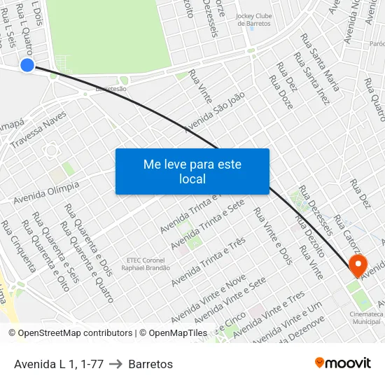 Avenida L 1, 1-77 to Barretos map