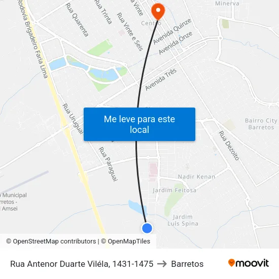 Rua Antenor Duarte Viléla, 1431-1475 to Barretos map