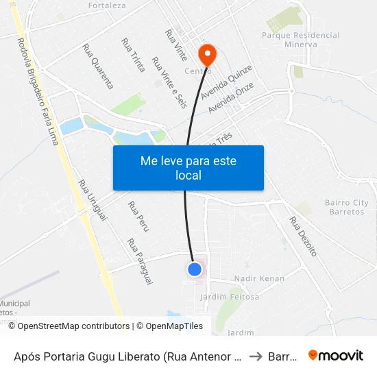 Após Portaria Gugu Liberato (Rua Antenor Duarte Viléla) to Barretos map