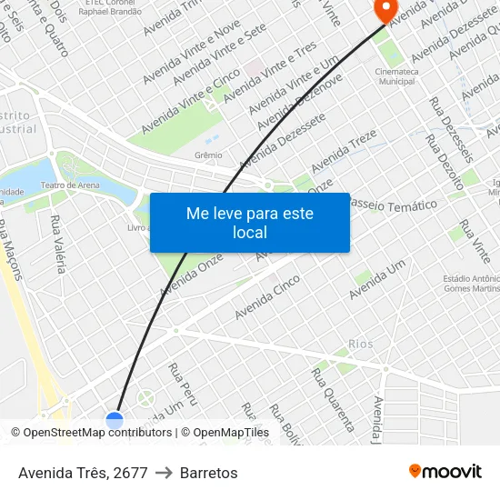 Avenida Três, 2677 to Barretos map
