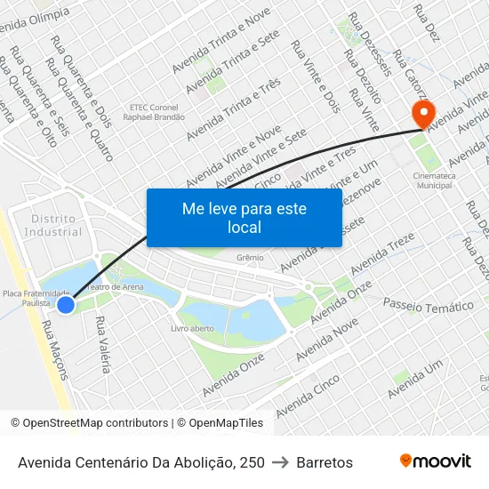 Avenida Centenário Da Abolição, 250 to Barretos map