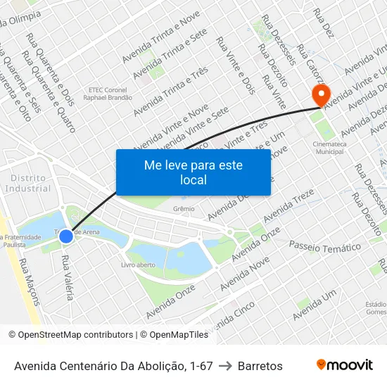 Avenida Centenário Da Abolição, 1-67 to Barretos map