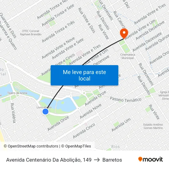 Avenida Centenário Da Abolição, 149 to Barretos map