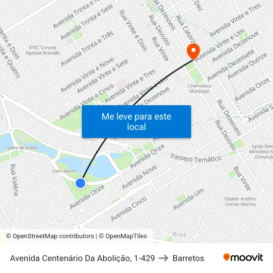 Avenida Centenário Da Abolição, 1-429 to Barretos map