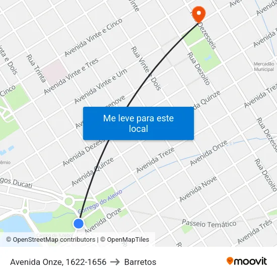 Avenida Onze, 1622-1656 to Barretos map