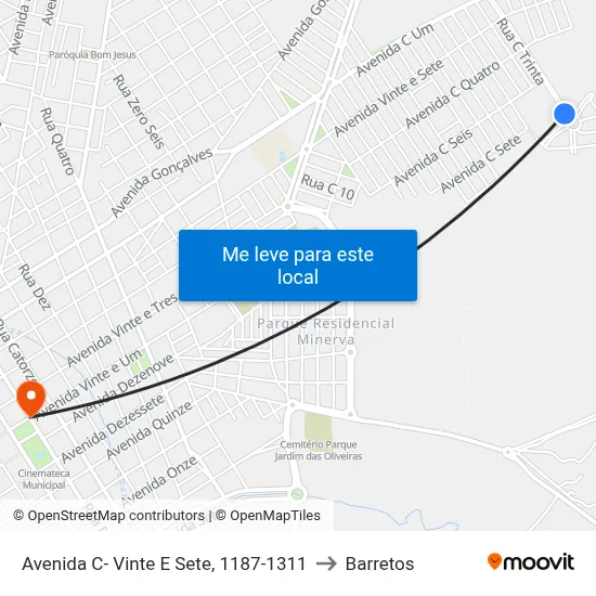 Avenida C- Vinte E Sete, 1187-1311 to Barretos map