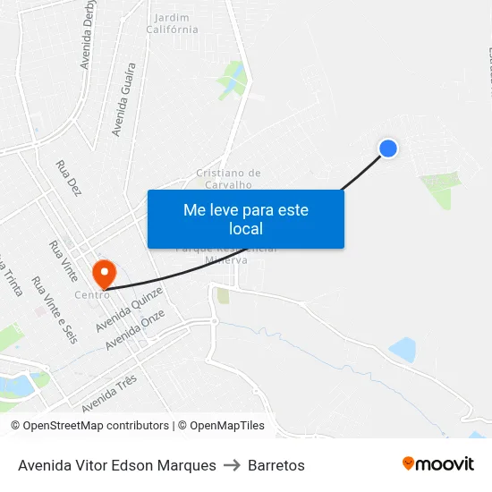 Avenida Vitor Edson Marques to Barretos map