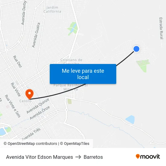 Avenida Vitor Edson Marques to Barretos map