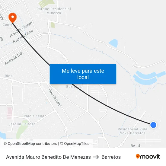 Avenida Mauro Benedito De Menezes to Barretos map