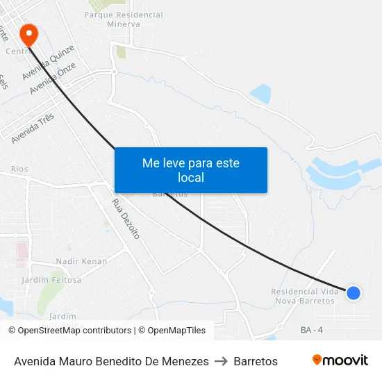 Avenida Mauro Benedito De Menezes to Barretos map