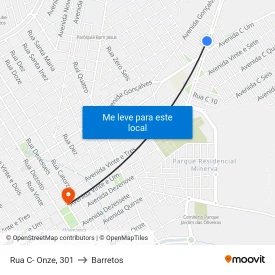 Rua C- Onze, 301 to Barretos map