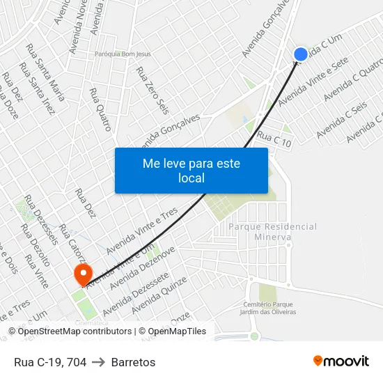 Rua C-19, 704 to Barretos map