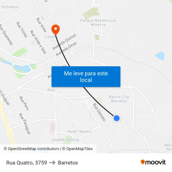 Rua Quatro, 3759 to Barretos map