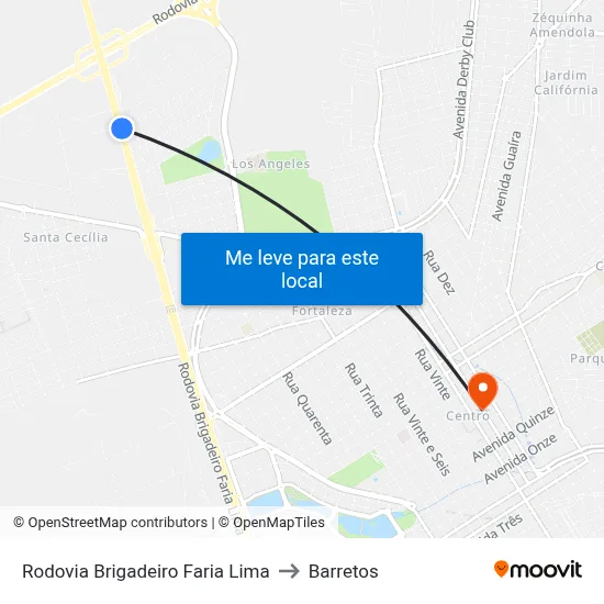 Rodovia Brigadeiro Faria Lima to Barretos map