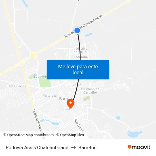 Rodovia Assis Chateaubriand to Barretos map