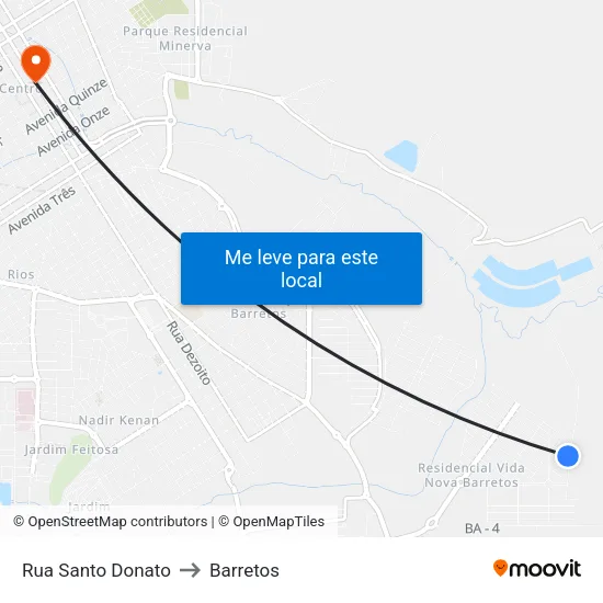 Rua Santo Donato to Barretos map