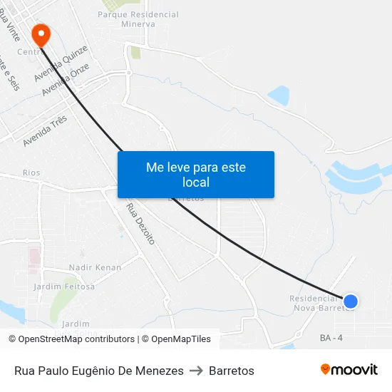 Rua Paulo Eugênio De Menezes to Barretos map