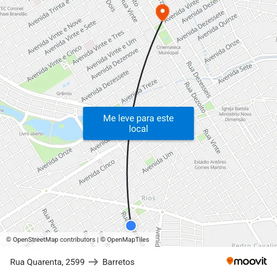 Rua Quarenta, 2599 to Barretos map