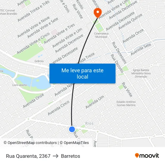 Rua Quarenta, 2367 to Barretos map