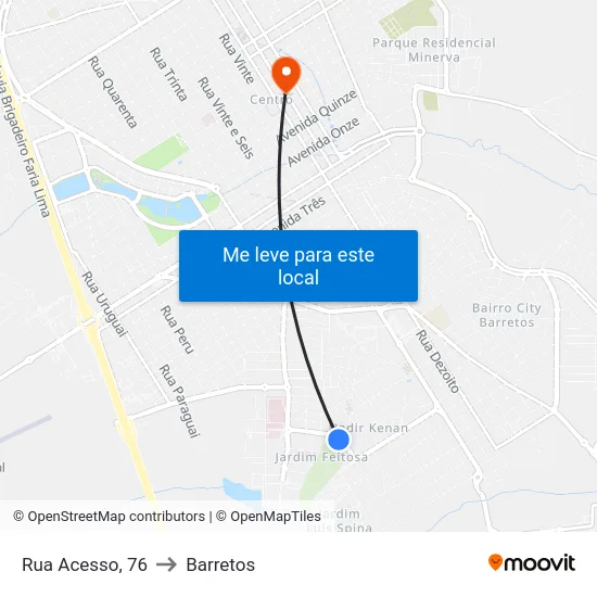 Rua Acesso, 76 to Barretos map