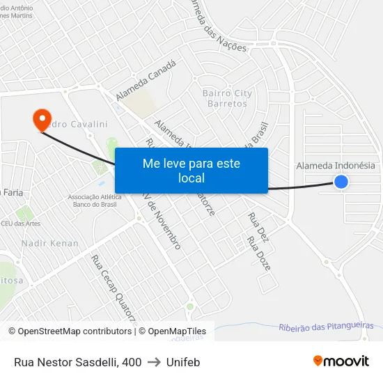 Rua Nestor Sasdelli, 400 to Unifeb map
