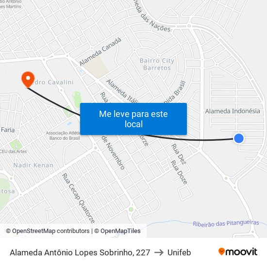 Alameda Antônio Lopes Sobrinho, 227 to Unifeb map