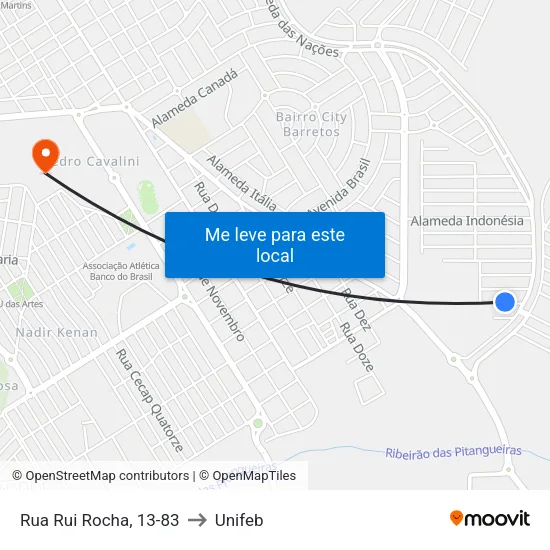 Rua Rui Rocha, 13-83 to Unifeb map