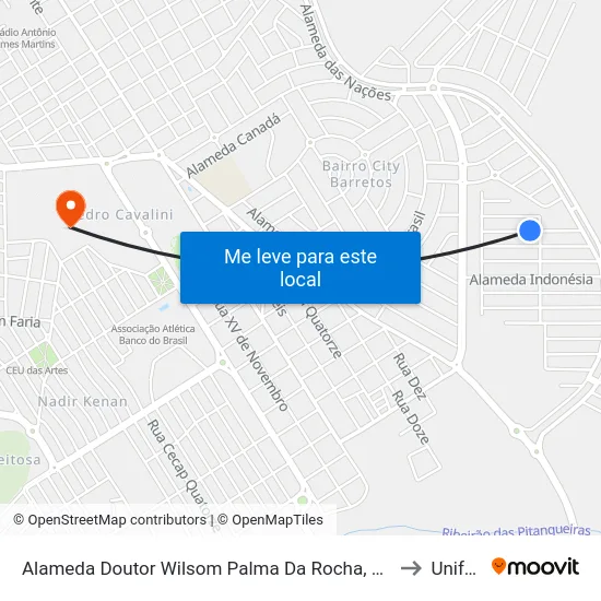 Alameda Doutor Wilsom Palma Da Rocha, 208 to Unifeb map