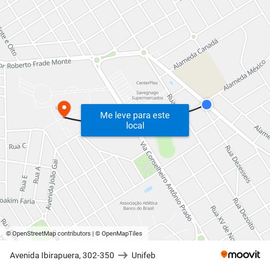 Avenida Ibirapuera, 302-350 to Unifeb map