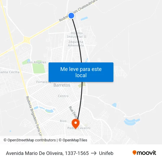 Avenida Mario De Oliveira, 1337-1565 to Unifeb map