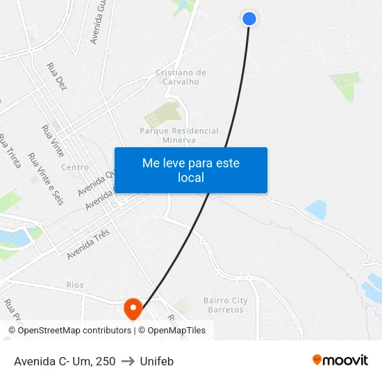 Avenida C- Um, 250 to Unifeb map