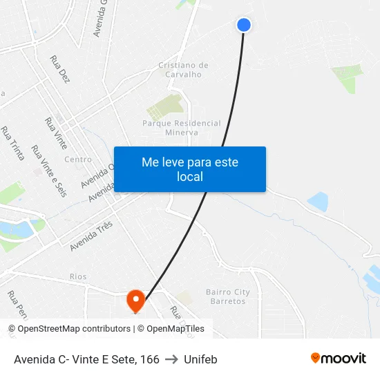 Avenida C- Vinte E Sete, 166 to Unifeb map