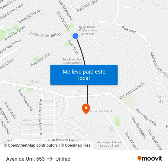 Avenida Um, 553 to Unifeb map